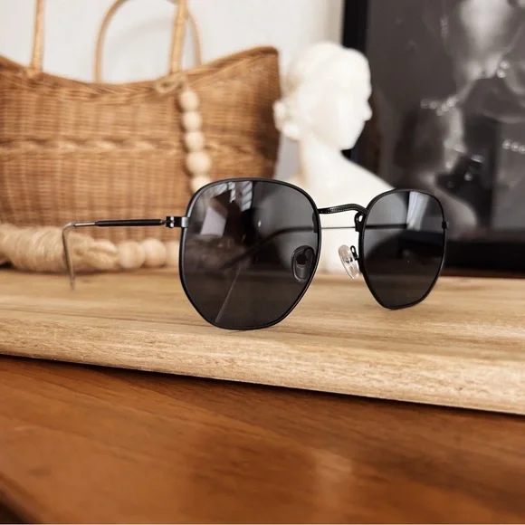 MATTE BLACK RIMMED SUNGLASSES #0308 - Picture 3 of 7